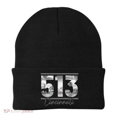 Cincinnati 513 Area Code Skyline Ohio Vintage Beanie