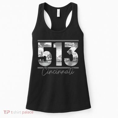 Cincinnati 513 Area Code Skyline Ohio Vintage Women's Tank Top
