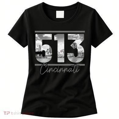 Cincinnati 513 Area Code Skyline Ohio Vintage Women's T-Shirt