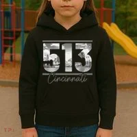 Cincinnati 513 Area Code Skyline Ohio Vintage Kids Hoodie thumb 3
