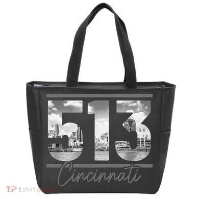 Cincinnati 513 Area Code Skyline Ohio Vintage Tote Bag