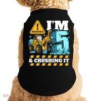 Construction 5th Birthday Boy Funny Gift 5 Bulldozer Digger Truck Funny Gift Doggie Tank thumb 0