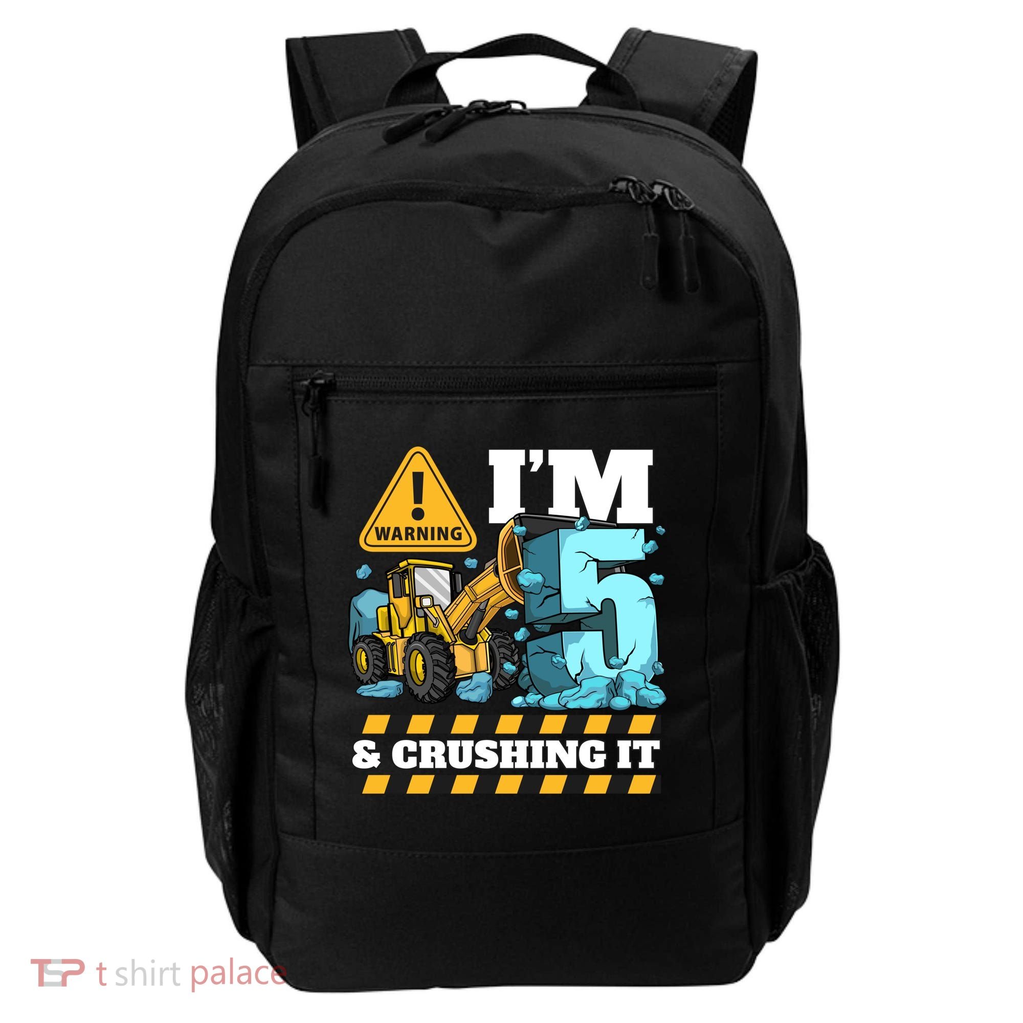 Construction 5th Birthday Boy Funny Gift 5 Bulldozer Digger Truck Funny Gift Backpack