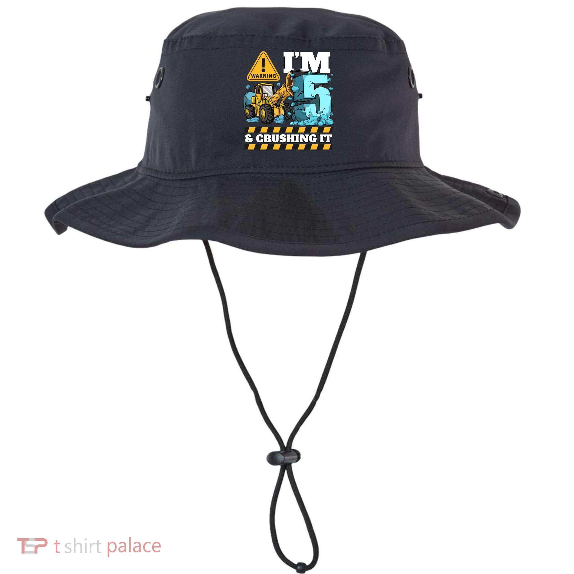 Construction 5th Birthday Boy Funny Gift 5 Bulldozer Digger Truck Funny Gift Bucket Hat
