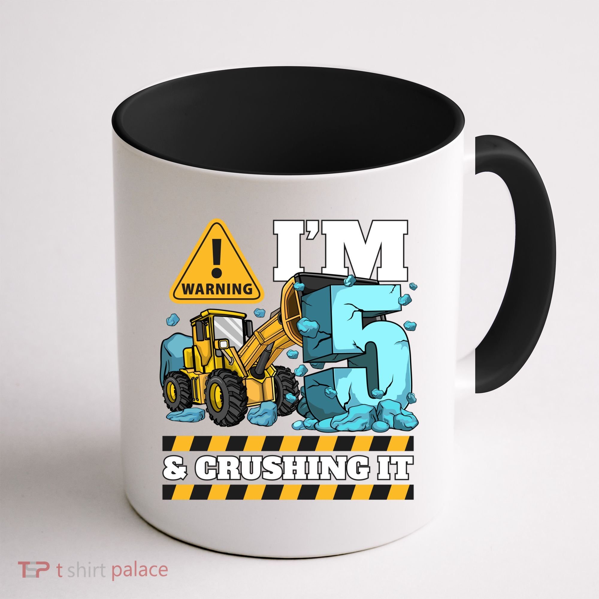 Construction 5th Birthday Boy Funny Gift 5 Bulldozer Digger Truck Funny Gift Coffee Mug