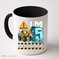 Construction 5th Birthday Boy Funny Gift 5 Bulldozer Digger Truck Funny Gift Coffee Mug thumb 0