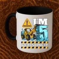 Construction 5th Birthday Boy Funny Gift 5 Bulldozer Digger Truck Funny Gift Coffee Mug thumb 2