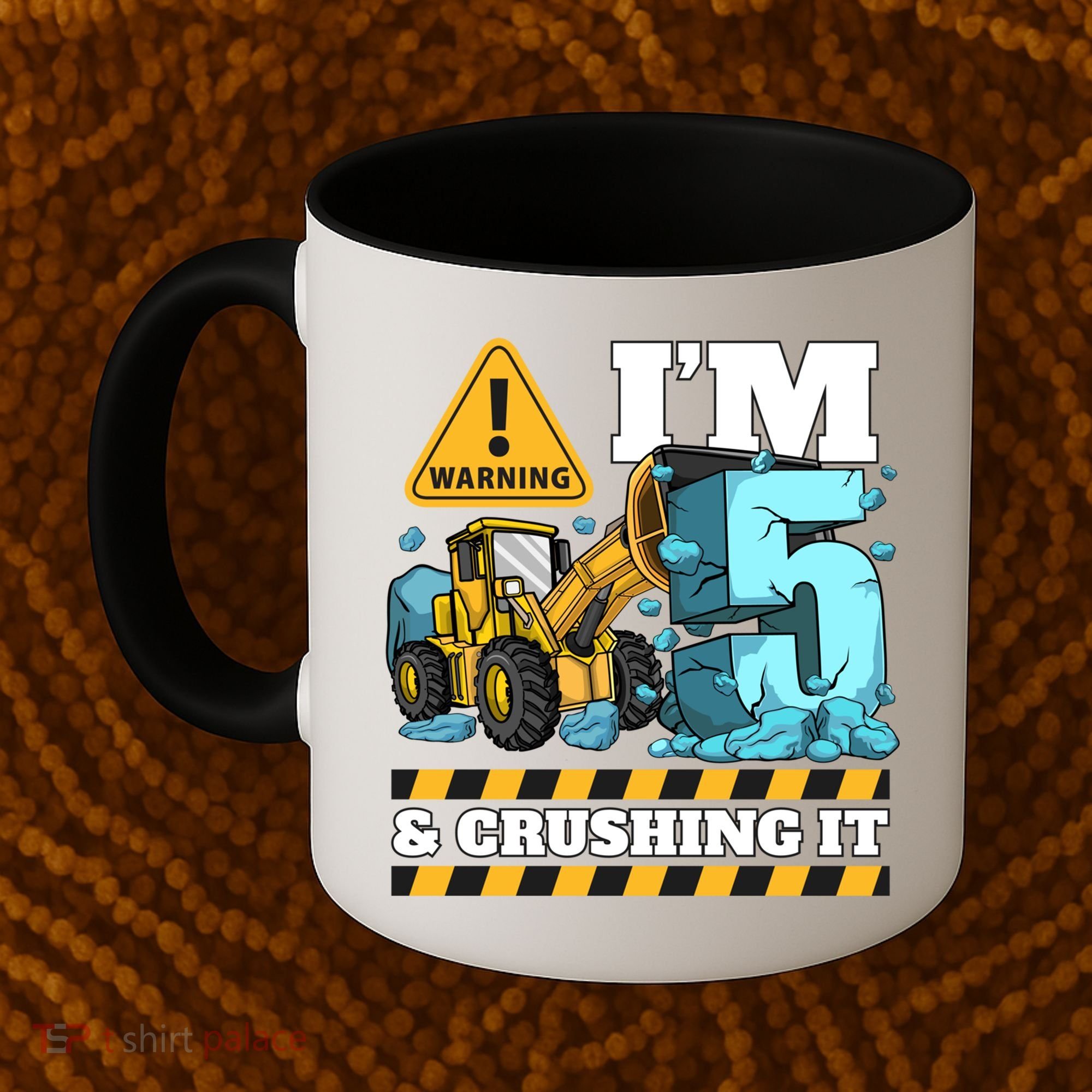 Construction 5th Birthday Boy Funny Gift 5 Bulldozer Digger Truck Funny Gift Coffee Mug