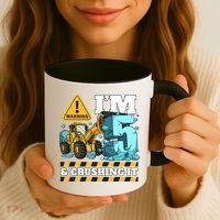 Construction 5th Birthday Boy Funny Gift 5 Bulldozer Digger Truck Funny Gift Coffee Mug thumb 3