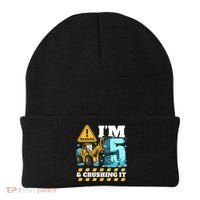 Construction 5th Birthday Boy Funny Gift 5 Bulldozer Digger Truck Funny Gift Beanie thumb 0