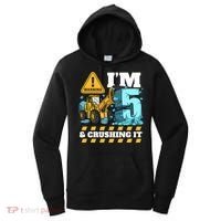 Construction 5th Birthday Boy Funny Gift 5 Bulldozer Digger Truck Funny Gift Women's Hoodie thumb 0