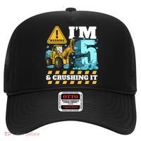 Construction 5th Birthday Boy Funny Gift 5 Bulldozer Digger Truck Funny Gift Hat thumb 0