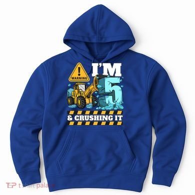 Construction 5th Birthday Boy Funny Gift 5 Bulldozer Digger Truck Funny Gift Hoodie