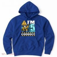 Construction 5th Birthday Boy Funny Gift 5 Bulldozer Digger Truck Funny Gift Hoodie thumb 0