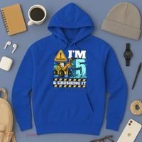 Construction 5th Birthday Boy Funny Gift 5 Bulldozer Digger Truck Funny Gift Hoodie thumb 3