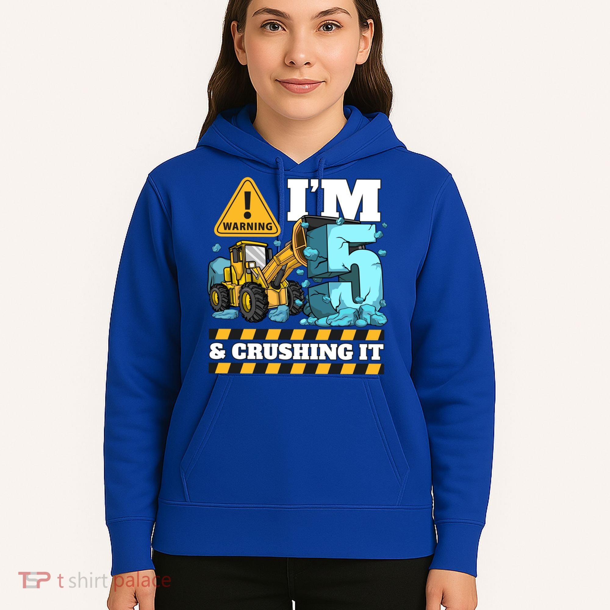 Construction 5th Birthday Boy Funny Gift 5 Bulldozer Digger Truck Funny Gift Hoodie