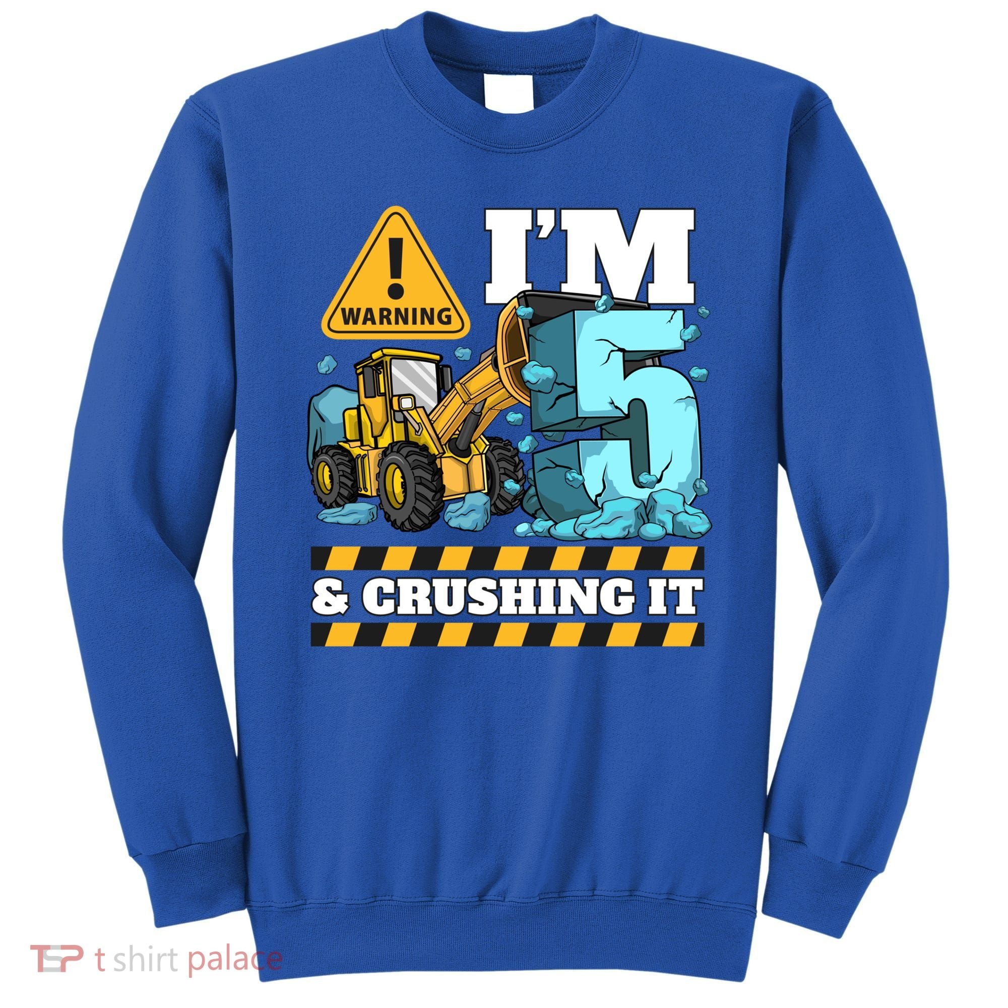 Construction 5th Birthday Boy Funny Gift 5 Bulldozer Digger Truck Funny Gift Sweatshirt
