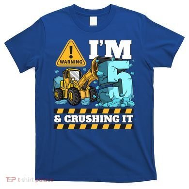 Construction 5th Birthday Boy Funny Gift 5 Bulldozer Digger Truck Funny Gift T-Shirt