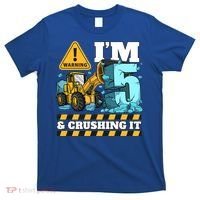 Construction 5th Birthday Boy Funny Gift 5 Bulldozer Digger Truck Funny Gift T-Shirt thumb 0