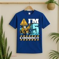 Construction 5th Birthday Boy Funny Gift 5 Bulldozer Digger Truck Funny Gift T-Shirt thumb 2
