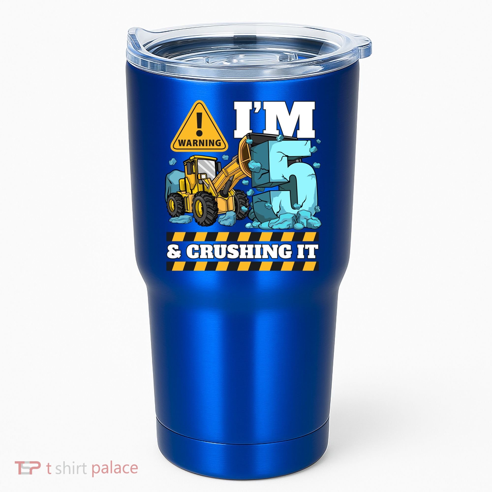 Construction 5th Birthday Boy Funny Gift 5 Bulldozer Digger Truck Funny Gift Tumbler