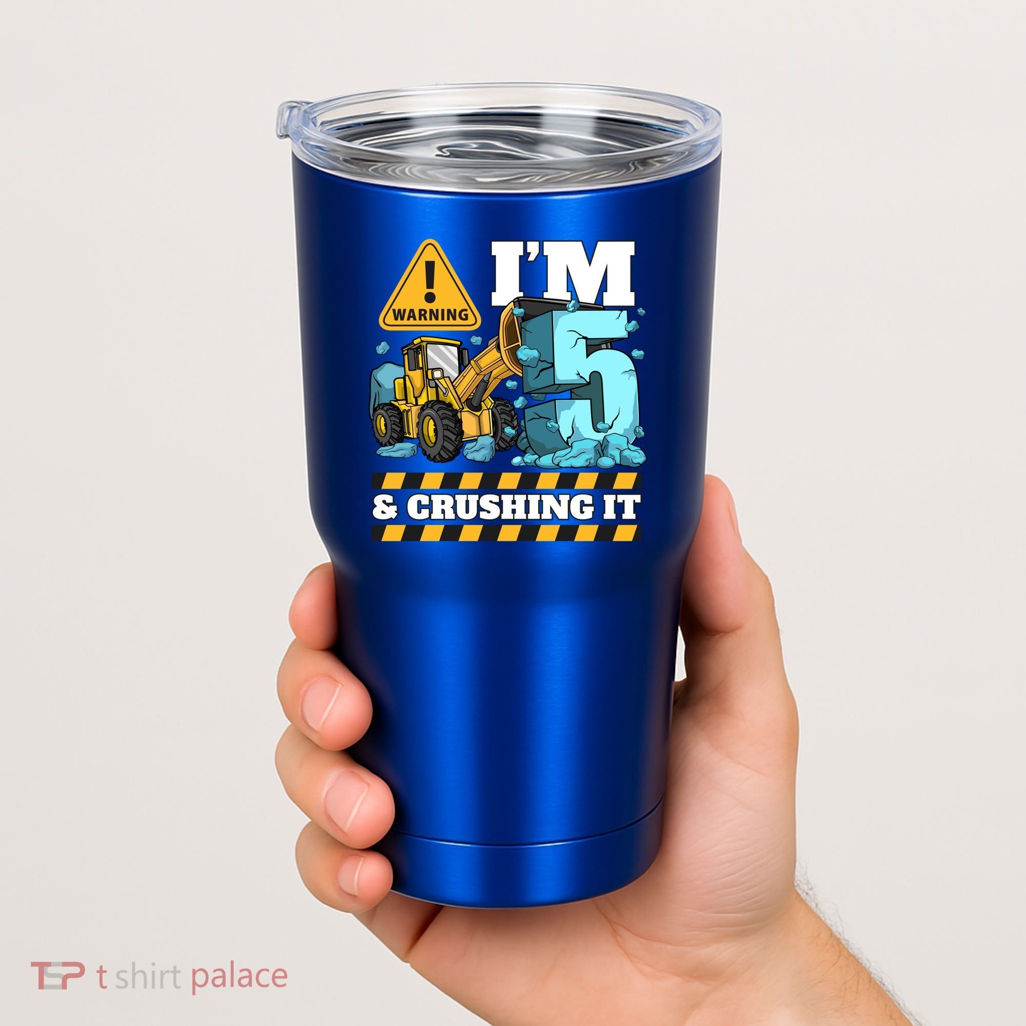 Construction 5th Birthday Boy Funny Gift 5 Bulldozer Digger Truck Funny Gift Tumbler