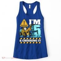 Construction 5th Birthday Boy Funny Gift 5 Bulldozer Digger Truck Funny Gift Women's Tank Top thumb 0