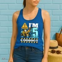 Construction 5th Birthday Boy Funny Gift 5 Bulldozer Digger Truck Funny Gift Women's Tank Top thumb 2