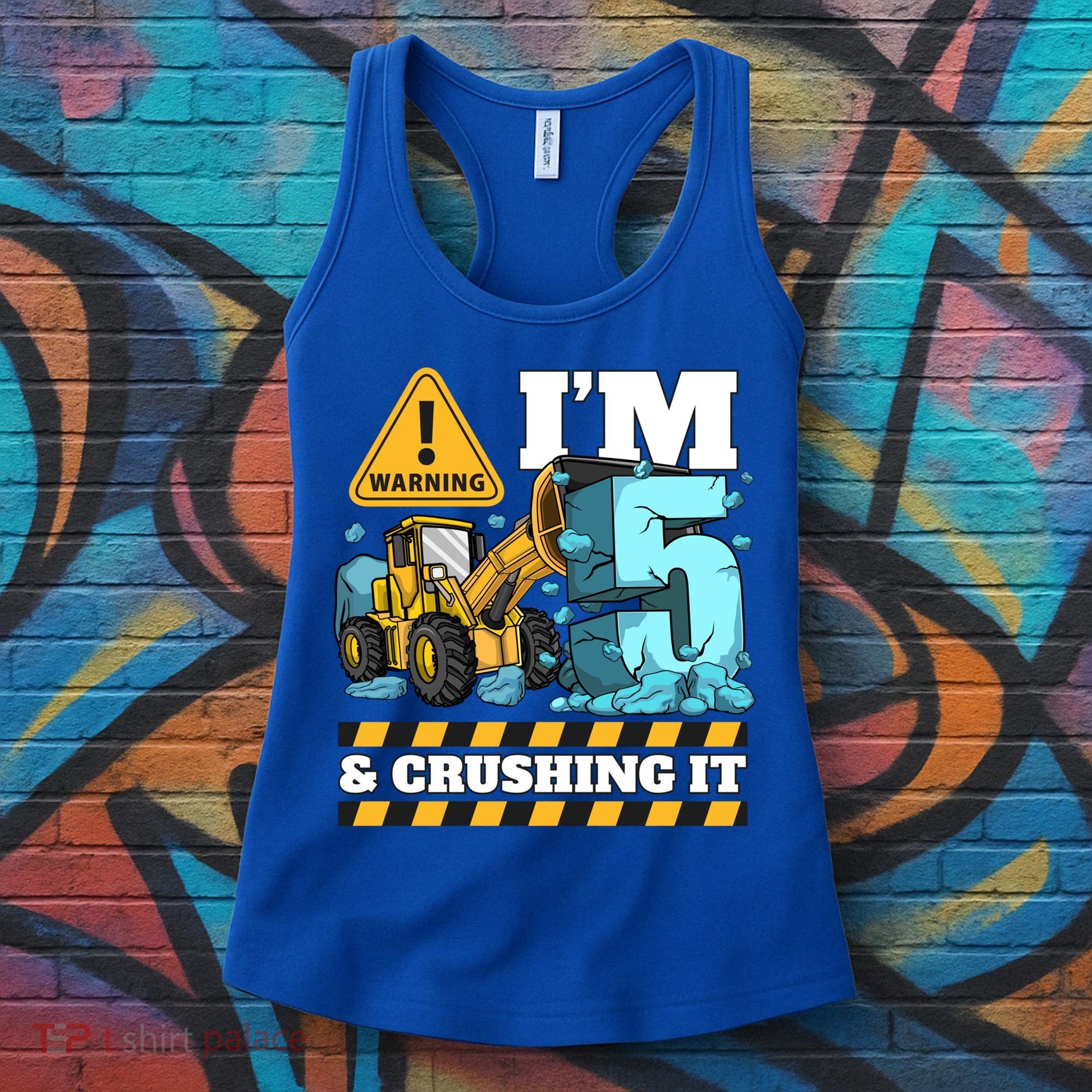 Construction 5th Birthday Boy Funny Gift 5 Bulldozer Digger Truck Funny Gift Women's Tank Top