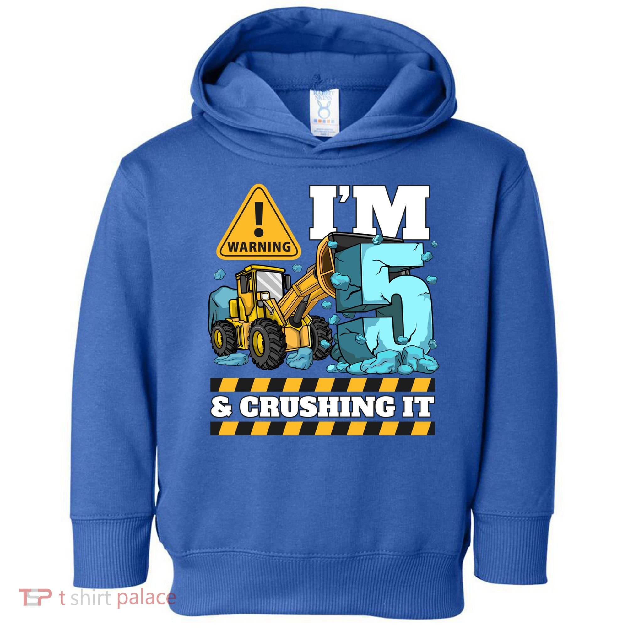 Construction 5th Birthday Boy Funny Gift 5 Bulldozer Digger Truck Funny Gift Toddler Hoodie