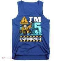 Construction 5th Birthday Boy Funny Gift 5 Bulldozer Digger Truck Funny Gift Tank Top thumb 0
