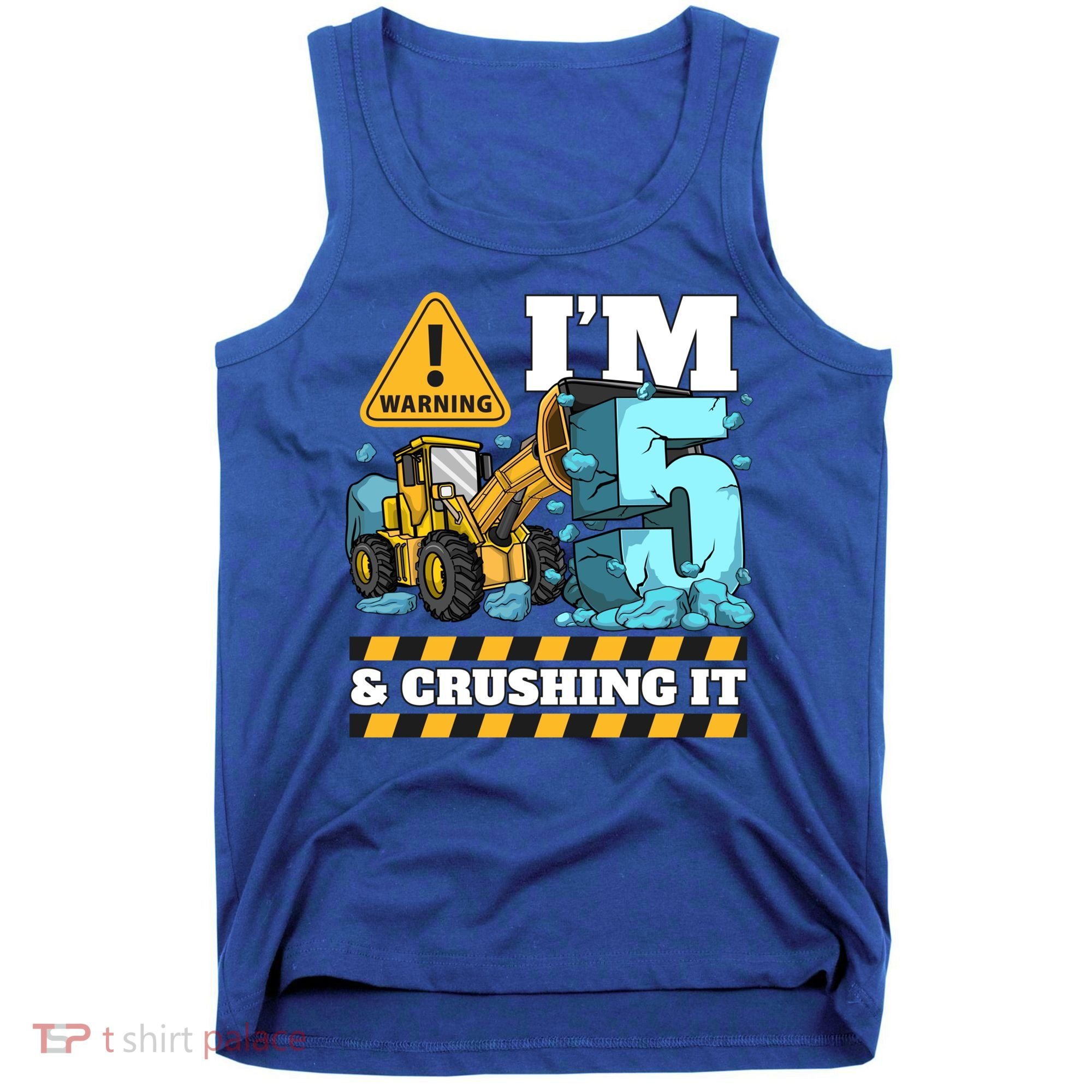 Construction 5th Birthday Boy Funny Gift 5 Bulldozer Digger Truck Funny Gift Tank Top