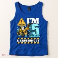 Construction 5th Birthday Boy Funny Gift 5 Bulldozer Digger Truck Funny Gift Tank Top thumb 2