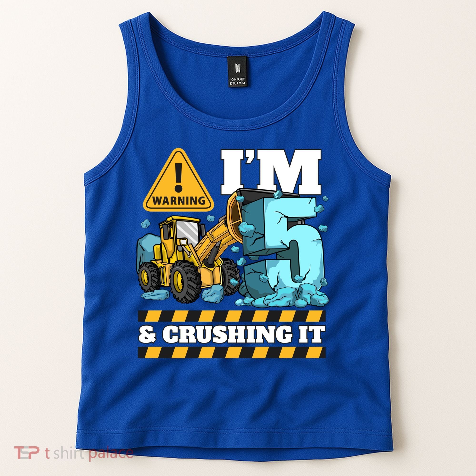 Construction 5th Birthday Boy Funny Gift 5 Bulldozer Digger Truck Funny Gift Tank Top