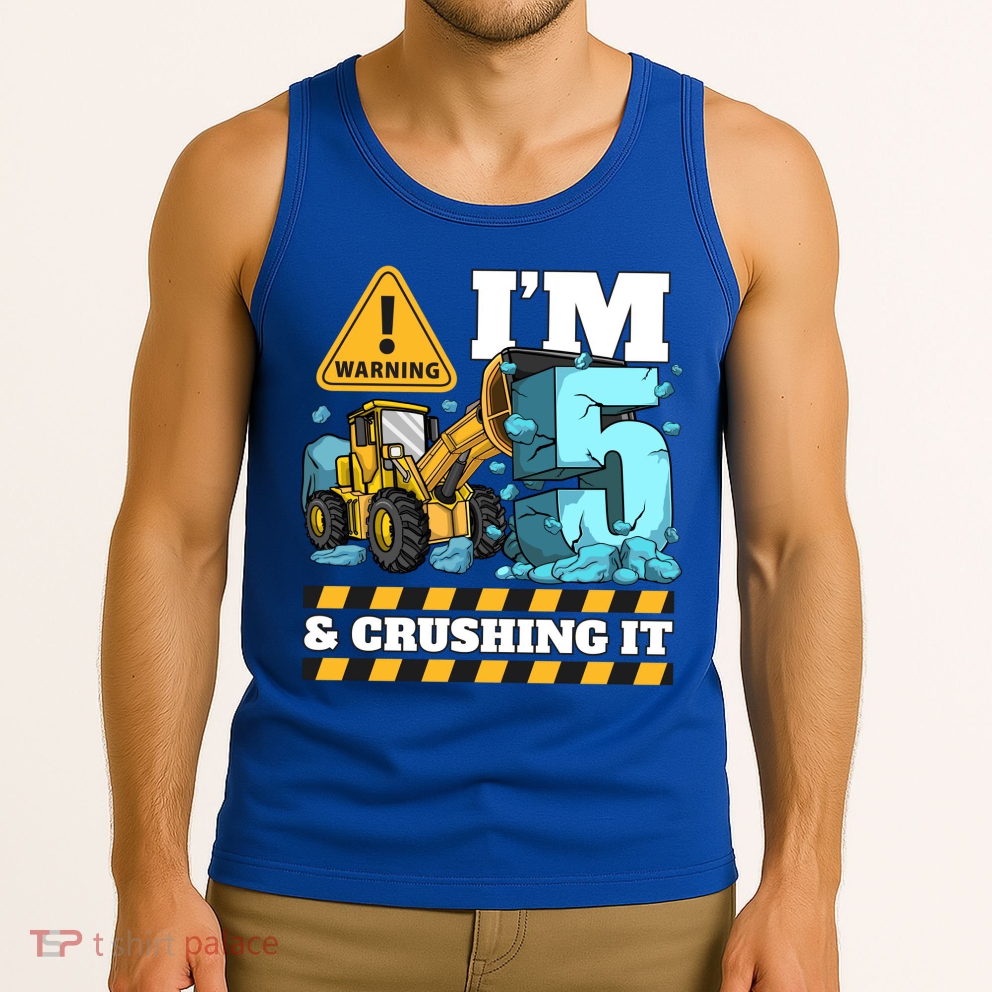 Construction 5th Birthday Boy Funny Gift 5 Bulldozer Digger Truck Funny Gift Tank Top