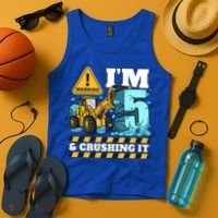 Construction 5th Birthday Boy Funny Gift 5 Bulldozer Digger Truck Funny Gift Tank Top thumb 4