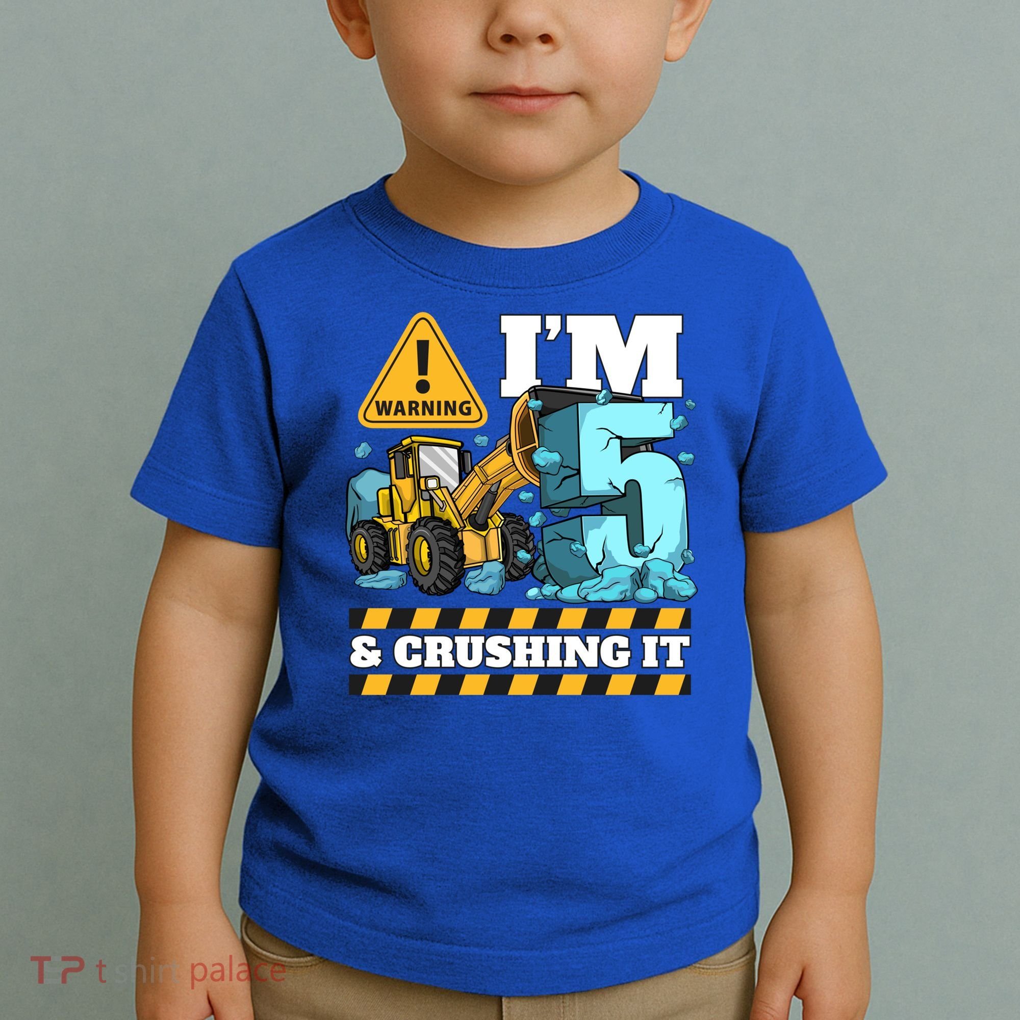 Construction 5th Birthday Boy Funny Gift 5 Bulldozer Digger Truck Funny Gift Toddler T-Shirt