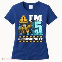 Construction 5th Birthday Boy Funny Gift 5 Bulldozer Digger Truck Funny Gift Women's T-Shirt thumb 0