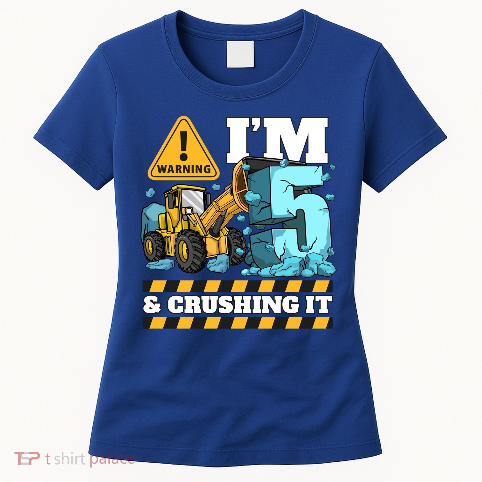 Construction 5th Birthday Boy Funny Gift 5 Bulldozer Digger Truck Funny Gift Women's T-Shirt