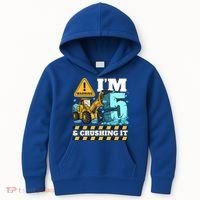 Construction 5th Birthday Boy Funny Gift 5 Bulldozer Digger Truck Funny Gift Kids Hoodie thumb 0