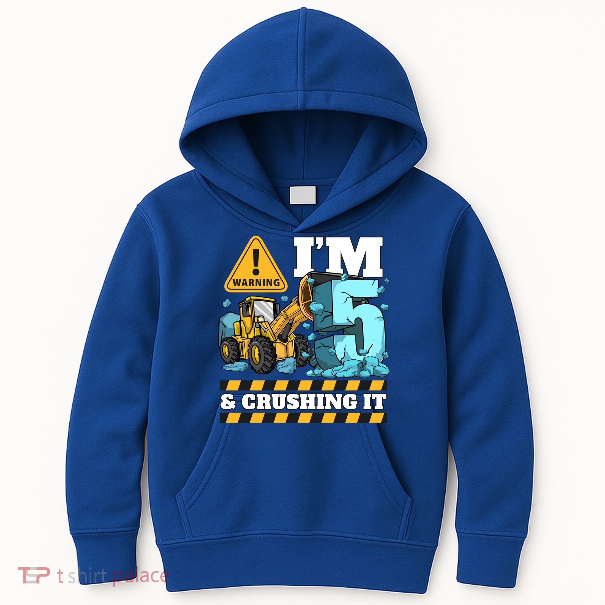 Construction 5th Birthday Boy Funny Gift 5 Bulldozer Digger Truck Funny Gift Kids Hoodie