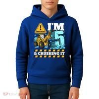 Construction 5th Birthday Boy Funny Gift 5 Bulldozer Digger Truck Funny Gift Kids Hoodie thumb 4