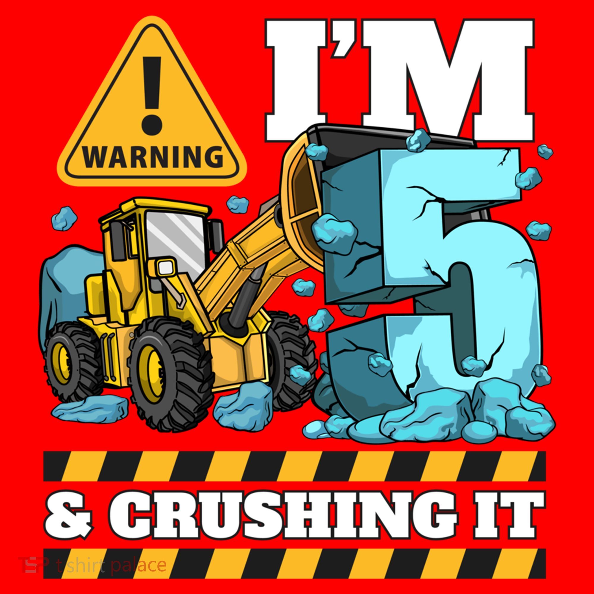 Construction 5th Birthday Boy Funny Gift 5 Bulldozer Digger Truck Funny Gift Santa Hat