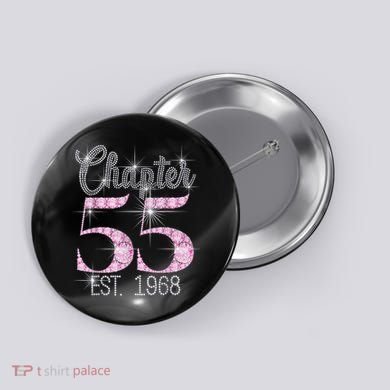 Chapter 55 EST 1968 55th Birthday Tee Gift For Wo Button