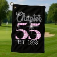 Chapter 55 EST 1968 55th Birthday Tee Gift For Wo Golf Towel thumb 1