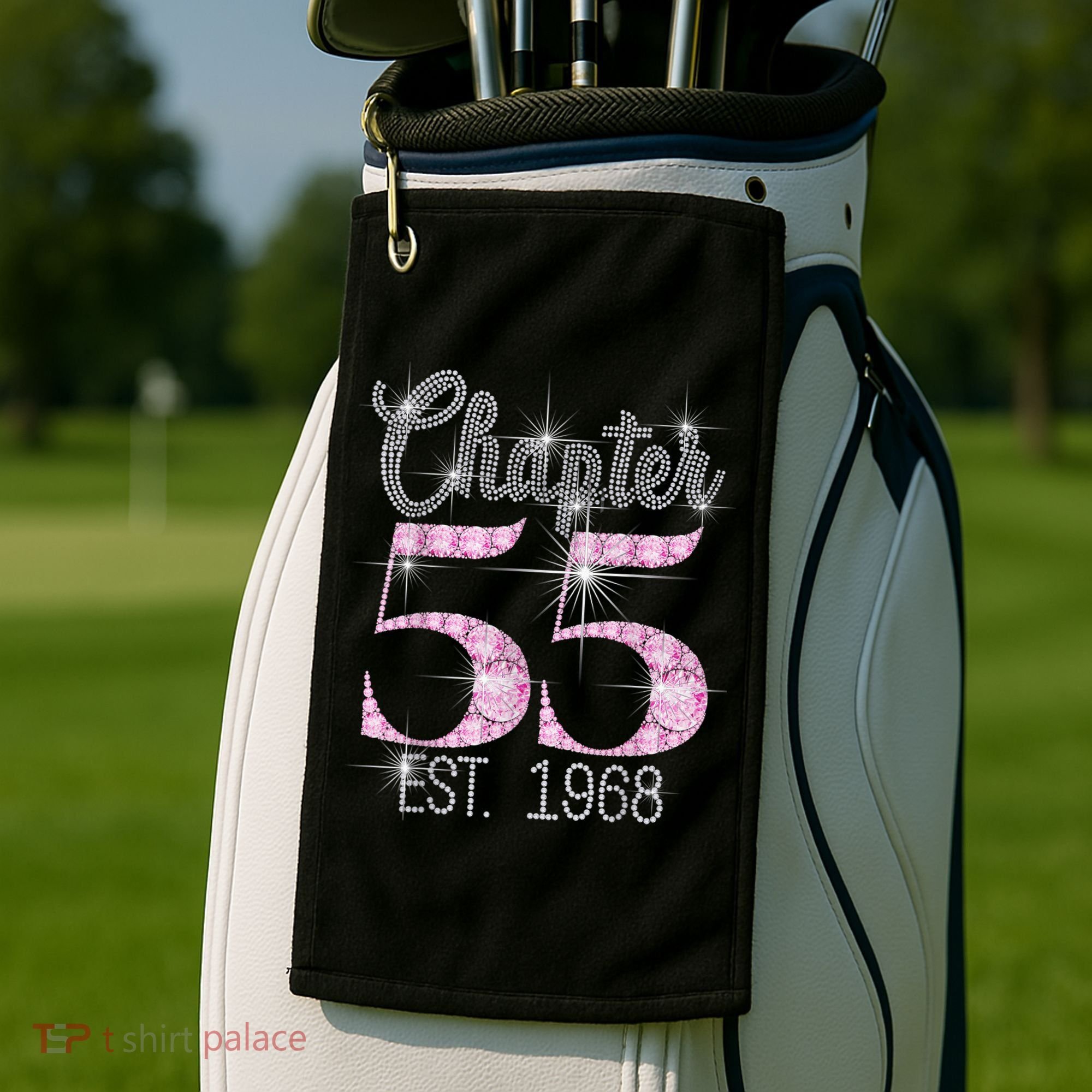 Chapter 55 EST 1968 55th Birthday Tee Gift For Wo Golf Towel