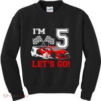 Cute 5 Year Old Race Car 5th Birthday Racecar Racing Boy Kids Sweatshirt thumb 0