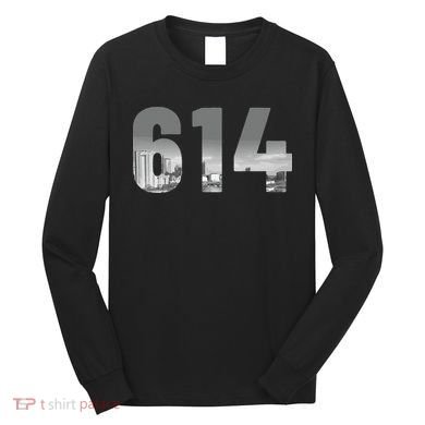 Columbus 614 Area Code Skyline Ohio Vintage Long Sleeve Shirt