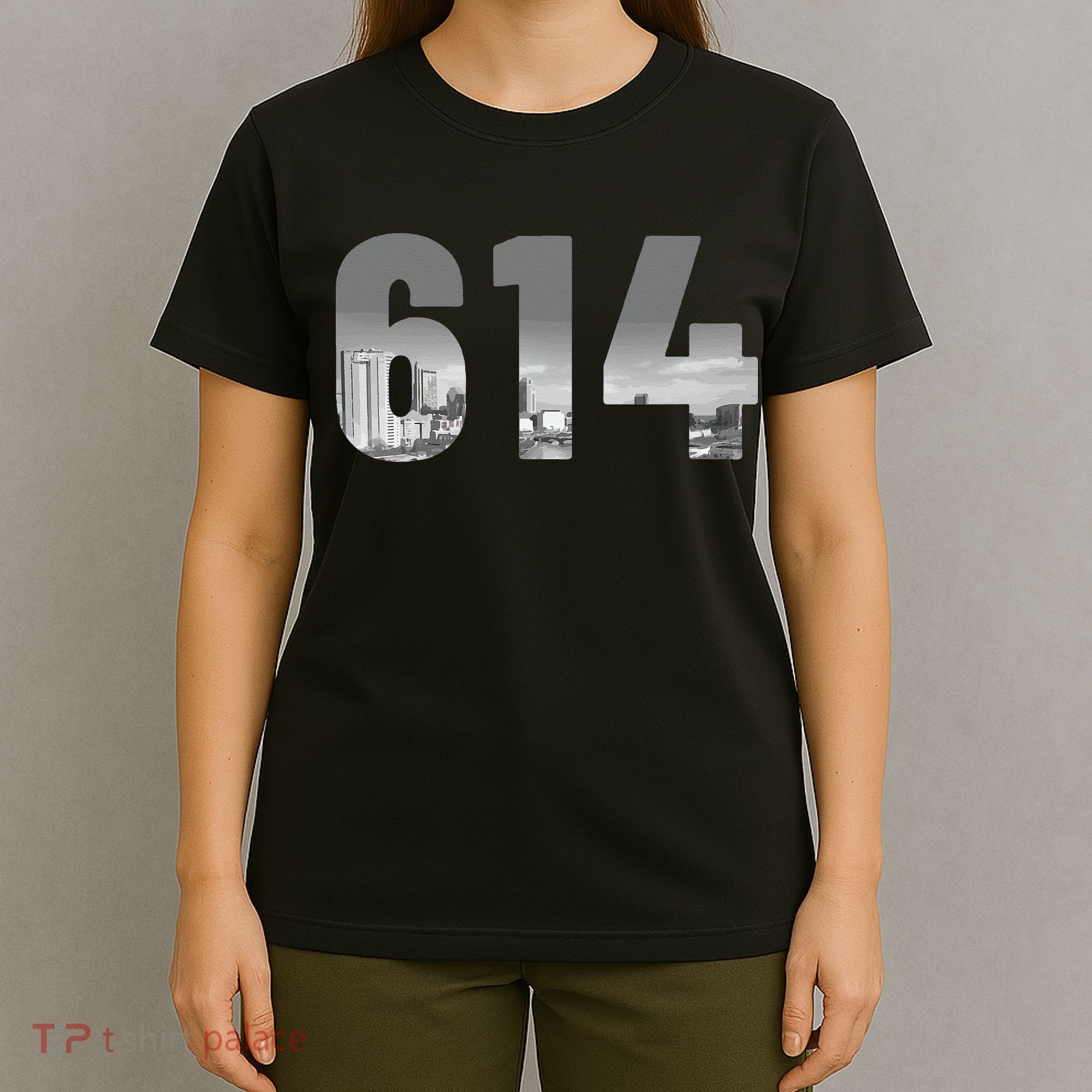 Columbus 614 Area Code Skyline Ohio Vintage T-Shirt