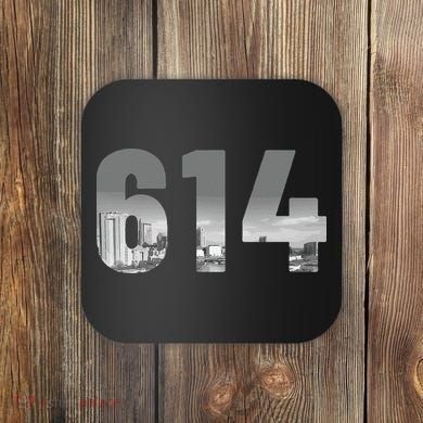 Columbus 614 Area Code Skyline Ohio Vintage Coaster